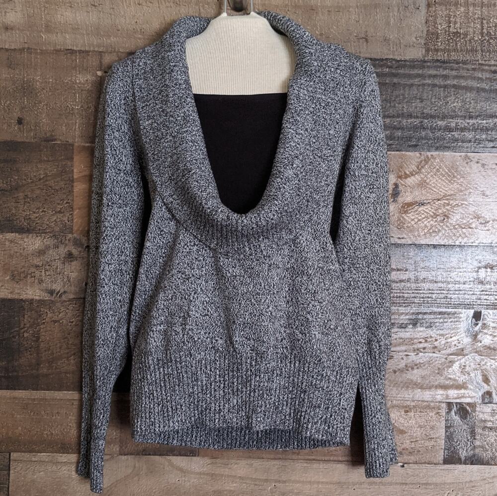 Dress Barn Gray Cowl Neck Layered Look Sweater Size S